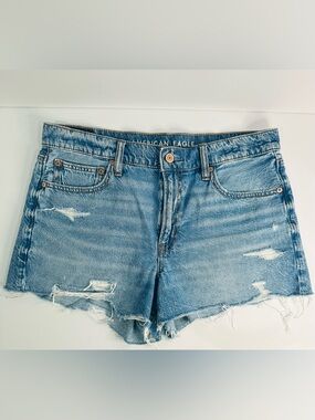 American Eagle Outfitters Distressed Light Blue Denim Shorts Size 8